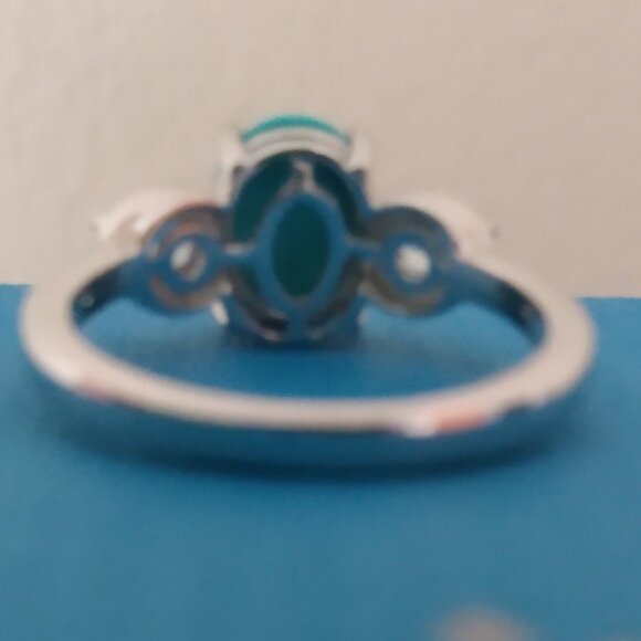 Sleeping beauty turquoise ring/w blue topaz, size 6 - Picture 5 of 7